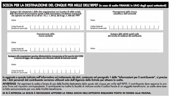 Contributo del 5 per mille 2017